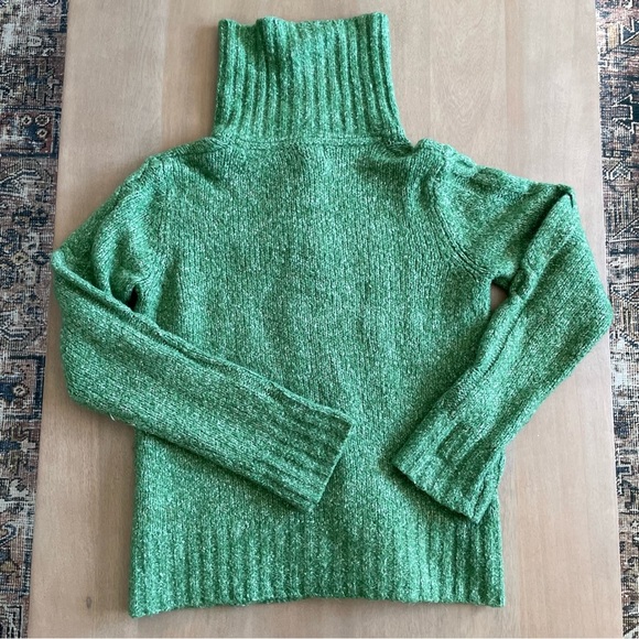 L.L. Bean Vintage Green Button-Up Cable Knit Cardigan - Picture 3 of 8